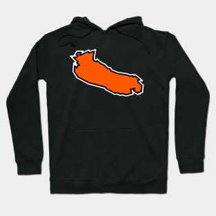 Gabriola Island Outline inTangerine Orange with Black Outline - Gabriola Island Hoodie